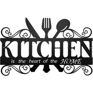 BiaGift Metal Kitchen Wall Decor,Kitchen Signs Decoraions For Wall,Rustic Kitchen Decor Sign,Country Farmhouse Decoration for Kitchen or Dining Room,13.8x8.8 Inches (Black),BiaGift1126-2