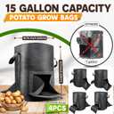 3 x [Upgraded] 4Pcs 15 Gallon Potato Grow Bags with Unique Harvest Window & Visible Window, Non-Woven Planter Pot with Sturdy Handle, Potato Growing Container, Plant Garden Bags to Grow Vegetables, Tomato