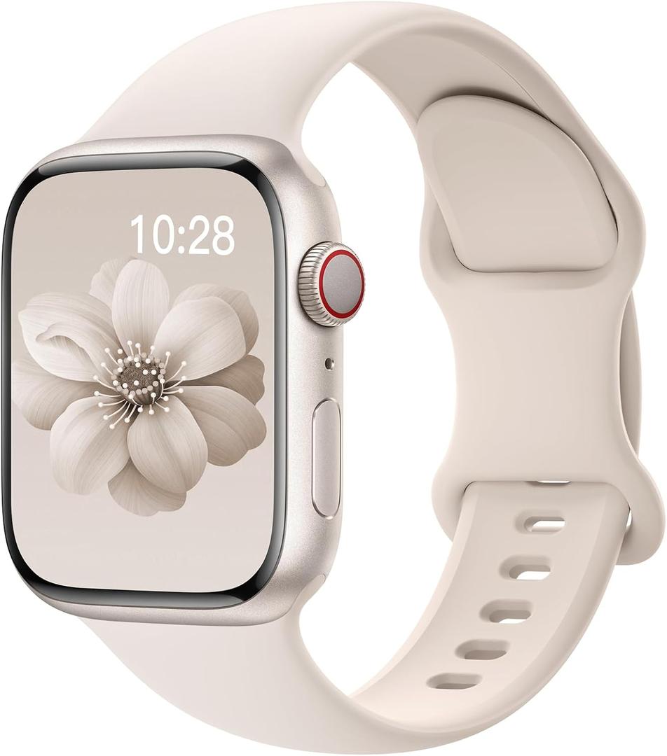 Sport Silicone Band Compatible with Apple Watch Bands 40mm 38mm 41mm  42mm  Women Men,Soft Wristband Waterproof Replacement Sport Strap for iWatch Bands Series 9 8 7 6 5 4 3 2 1 SE Ultra