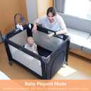 ACCOMBE 5 in 1 Baby Bedside Sleeper,Baby Pack and Play with Bassinet & Mattress,Portable Bedside Crib with Storage, Playard with Bassinet from Newborn to Toddlers(Dark Grey) (Light Gray)