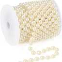 33 Feet Faux Pearl Garland, 10mm Pearl String Roll Strands, Extended String of Pearls Garland for Christmas Tree Wedding Party Decoration Centerpieces Flowers DIY Crafts (Ivory)