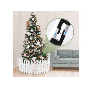 16" Tall Christmas Tree Fence, 12 Pcs White Plastic Decoratio Gate for Xmas Tree Proofing Pet Cat And Toddler Baby, Ideal for Home Indoor, Wedding, Garden, Thick Round Reja para Arbol de Navidad