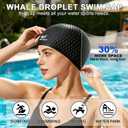 Whlae Extra Large Swim Cap, Featuring A Durable Silicone Strap and Waterproof Ear Design, Suitable for Long Hair, Thick Curly Hair and African Braids, Large