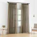 Vision Home Brown Pinch Pleated Semi Sheer Curtains Textured Linen Blended Light Filtering Window Curtains 84 inch for Living Room Bedroom Pinch Pleat Drapes with Hooks 2 Panels 40" Wx84 L