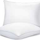 Bed Pillows for Sleeping 2 Pack, Standard Size Pillows Set of 2,Down Alternative Filling, Pillow for Back, Stomach or Side Sleepers Grey (Gray Edge(2pack))