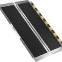 4FT Portable Wheelchair Ramp Aluminum Folding Handicap Ramp with Handle, Threshold Wheel Chair Ramp for Home Steps, Stairs, Entry, Curbs, Doorways, Non-Skid, Mobility Scooter Compatibility