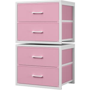 BOLUO Stackable Closet Drawers for Clothes Organizers and Storage Fabric Pink 2 Drawer Dresser for Bedroom 2 Packs Modern Small