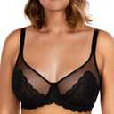 HSIA Minimizer Bras for Women Large Bust Full Coverage Lace Plus Size Bra - Mermaid Scales (34G, Black)