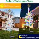 2 Pack 39'' Solar Christmas Tree Lights Outdoor - Large White Solar Christmas Tree with 100 LED Multi-Color C6 String Lights for Outside Decorations, Xmas Trees Decor for Yard Pathway Cemetery
