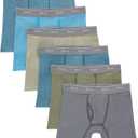 Hanes boys Originals Boxer Briefs, Stretch Cotton Underwear, Assorted, 6-pack (Small, Tan/Blue Oasis/Cargo Olive/Grey - 6 Pack)
