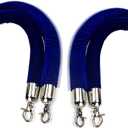 Blue Velvet Stanchion Rope  Crowd Control Ropes Barrier with Silver Hooks for Party, 71 Inch, 8PCS
