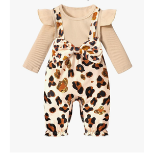 Queenstyle Newborn Baby Girl Clothes Romper Long Sleeve Ruffle Jumpsuit Cute Infant Girl Fall Winter Outfits with Headband 12-18 Months