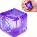 1 Pack Fidget Toys Squishy Stress Cube, Stress Balls for Kids Adults Squishies Stress Relief, Ice Sugar Sensory Toys for Kids with Autism, Fidgets for Classroom Prize Toys(Purple,1 Pack)