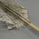 Lace Flower Embroidery Parasol Wedding Bride Photography Umbrella Silk Cloth Handle Solid Wood White