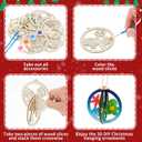 Chunful 72 Pcs DIY Wooden Crafts to Paint 3D Unfinished Paint Your Own Ornaments Wood Hanging Cutouts Blank Hollow Wood Slice for DIY Craft Projects, Winter Holiday Decorations