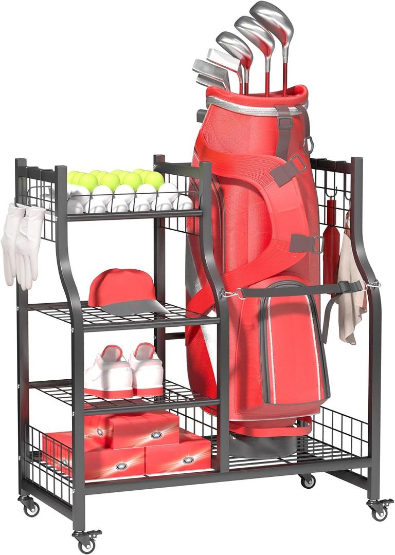 Ultrawall Golf Storage Organizer, Golf Bag Storage Stand for Garage, 30.5in-Holds 1 Golf Bag