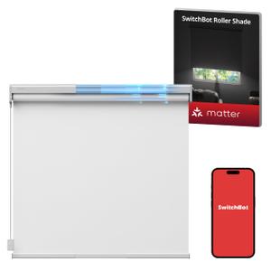 SwitchBot Motorized Roller Blinds with Remote Control for Windows, Smart Roller Shade, Battery & Solar Panel(Sold Separately) Powered, Easy to Install, 100% Adjustable(White, S: 22.8"-31.5")