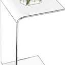 Acrylic C-Shape Side Table, Multipurpose Clear Laptop End Table for Bedroom, Living Room & Patio | 11.8 * 11.8 * 25.6IN (Transparent)