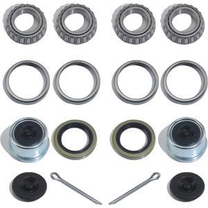 iBroPrat 2 Sets 2000-2200 LB Boat Trailer Axle Bearing Kits, L44649 / L44610 Bearing Kits, 12192TB Grease Seals, 1.98" Dust Covers and Rubber Plugs, Cotter Pins for 1-1/16 Inch Axles Trailer Wheel Hub