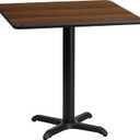 Flash Furniture 30" Square Table and 22x22 X-Base, Walnut, 30"W x 30"D x 31.13"H