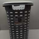 Sterilite Plastic Weave Laundry Hamper with Lid, Decorative Pattern with Handles to Carry Clothes Between the Laundry Room and Bedroom, Gray, 4-Pack