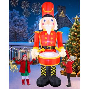 VCOKEN 12FT Christmas Inflatables Nutcracker Outdoor Decorations, Giant Christmas Inflatable with Big Bass, Built-in LEDs Inflatable Nutcracker Blow Ups for Xmas Decor Holiday Party Yard Garden Lawn
