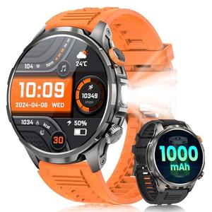 Military Smart Watches for Men, 1.91" Men's Smart Watch with 1000mAh/5 ATM Waterproof/LED Flashlight/110+ Sport Modes/Heart Rate/SpO2/Sleep Monitor, Fitness Tracker Watch for Android & iPhone (Black)