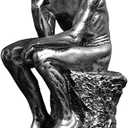 Resin Thinker Statue Thinker Figurine Thinking Man Sculptures for Home Office Desktop Crafts Gifts - Silver
