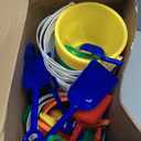 Woanger Set of 36 Beach Pails, Buckets and Shovels - 5 Inch Sand Play Set - Colorful Plastic Beach Buckets - Sand Castle Kit for Boys and Girls Birthday Party Favor
