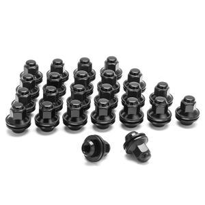 Dynofit 14x1.5 Wheel Lug Nuts Compatible with Toyota Lexus,OEM Mag Washer for Tacoma 4Runner Land Cruiser Sequoia LX600,One-Piece Design 21mm Hex Lug Nuts,Replace OE 90942-A1007|01121 (24PCS Black)