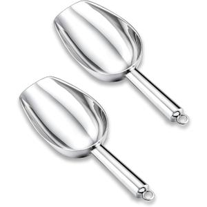 2 Pack Metal Dog Food Scoop 18 Oz With Loop, Large 11 Inch Stainless Steel Scooper