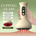 Lymphatic Cupping Device Handheld Electric Cupping Massager 9 Adjustable Suction Levels with Heat Anti Cellulite Massage Tool for Back Legs Arms Portable Deep Tissue Muscle Relaxation (White)