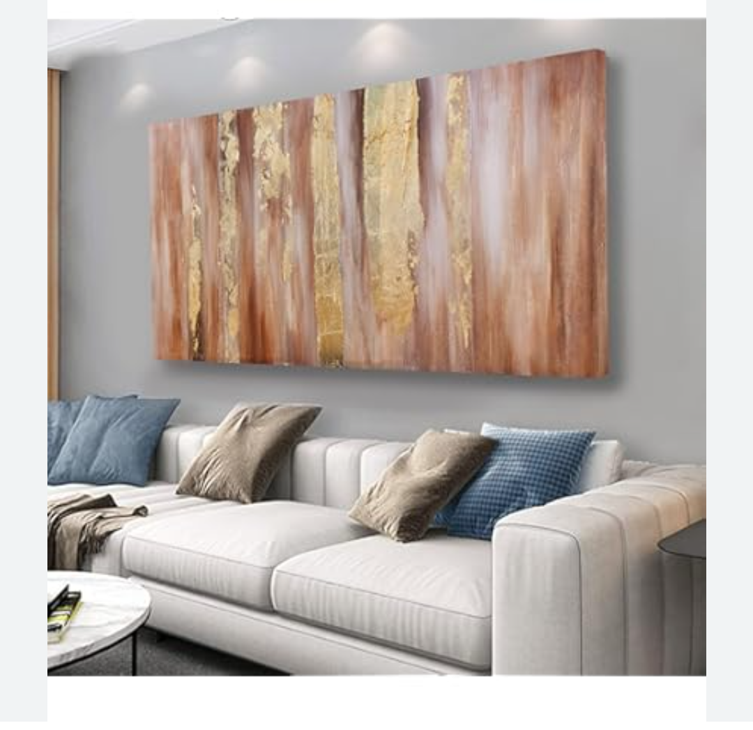 Yuaxker Abstract Wall Art Large Modern Framed Art Personalized Canvas Painting Brown and Gold Grey Wall Decor for Living Room Bedroom Dining Room Office Artwork 30x60 inch