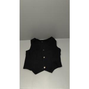Womens Denim Vest Sleeveless V Neck Button Down Jean Jacket Y2K Summer Crop Tops (Medium, Black)