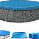 8Ft Round Pool Cover Inflatable Pool Covers for Above Ground Pools, Quick Installation, Prevention of waterlogging, Waterproof and Dust-Proof One-Piece Pool Cover (Blue)