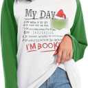 T-Shirt Women Long Sleeve Shirt Stole Christmas Funny Printing Unisex Style Girls Ladys i m Booked (XX-Large, Green)