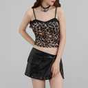 Women Double Layer Mesh Tank Tops Sleeveless Patchwork Strappy Going Out Tops Camisole Y2k Backless Crop Cami Shirts