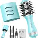 Blow Dryer Brush, Hair Dryer Brush in One, 600W Oval Hot Air Volumizer & Straightener, Anti-Frizz Blowout Styling Brush, Dual Voltage 110240V Travel (2 Inch) Blue