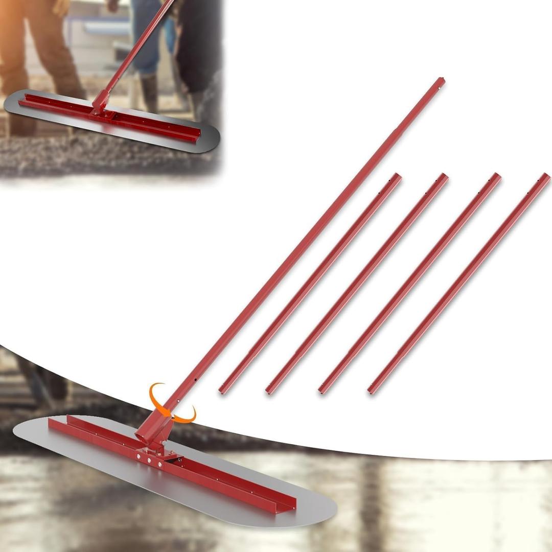Concrete Bull Float Tool Kit, 47'' x 8'' Concrete Float, Round End Stainless Steel Trowel Board Kit Tool, Cement Trowel Tools Float Bracket, Handle Concrete Tools Finishing with Handles Concrete Bull Float Tool Kit, 47'' x 8'' Concrete Float, Round End Stainless Steel Trowel Board Kit Tool, Cement Trowel Tools Float Bracket, Handle Concrete Tools Finishing with Handles