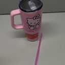 Silver Buffalo Sanrio Hello Kitty Waving Double Walled Stainless Steel Tumbler with Handle and Straw, Fits in Standard Cup Holder, 40 Ounces