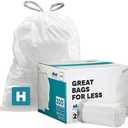 Plasticplace Custom Fit Trash Bags Compatible w Simplehuman Code H Drawstring Bags 7 Gallon Tear-Resistant Liner 200 Count Heavy-Duty Waste Disposal