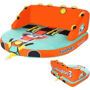 Swonder 3 Person Towable Tubes for Boating, Water Tubes for Boats to Pull, Heavy-Duty Front & Back Tow Points Inflatable Boat Tube with Stronger 840D Nylon Cover, Large