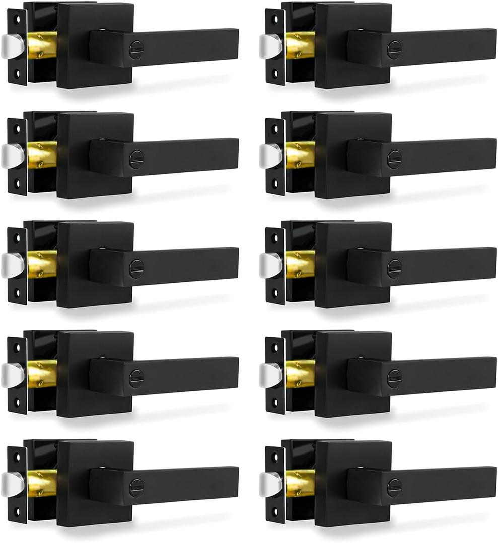 Privacy Door Levers, 10 Pack Matte Black Door Handles Heavy Duty Bed and Bath Door Locks Interior Keyless Locksets, Reversible for Left Right Handed Doors Privacy Door Levers, 10 Pack Matte Black Door Handles Heavy Duty Bed and Bath Door Locks Interior Keyless Locksets, Reversible for Left Right Handed Doors