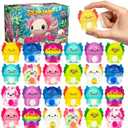 24 Pack Axolotl Slow Squishy Toys Soft Stress Relief Fidgets Toys for Kids Boys Girls Party Favors Novelty Prizes
