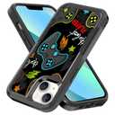 Candykisscase Case for iPhone 14, Gaming Controller Video Game Player Pattern Shock-Absorption Hard PC and Inner Silicone Hybrid Dual Layer Armor Defender Case for Apple iPhone 14