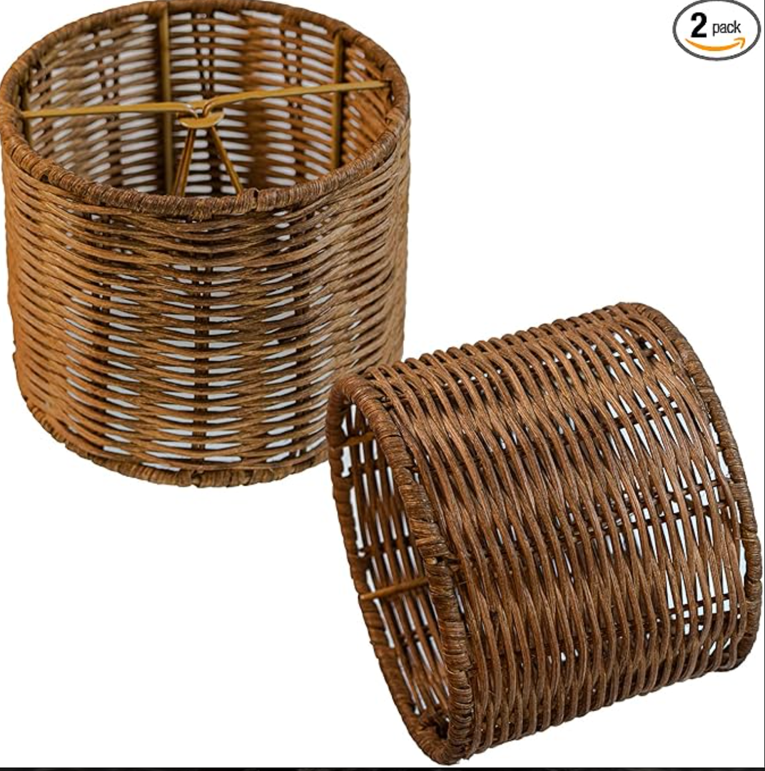 Mini Lampshade 2sets chic round little lamp shade, boho lamp covers replacement traditional shades,woven Chandeliers Shade Wall Lamp Sconces Shade