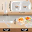 40 Sets Double Compartment Condiment Container with Lid & Spoon Clear Plastic Snack Containers for Outdoor Travel Party Meal Prep Supplies