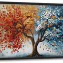 Tree of Life Large Wall Art Red and Blue Tree Big Canvas Painting Artwork Landscape Picture Prints Wall Decor Framed Decorations for Living Room Bedroom Office Dining room Gifts for Women 24"x36"