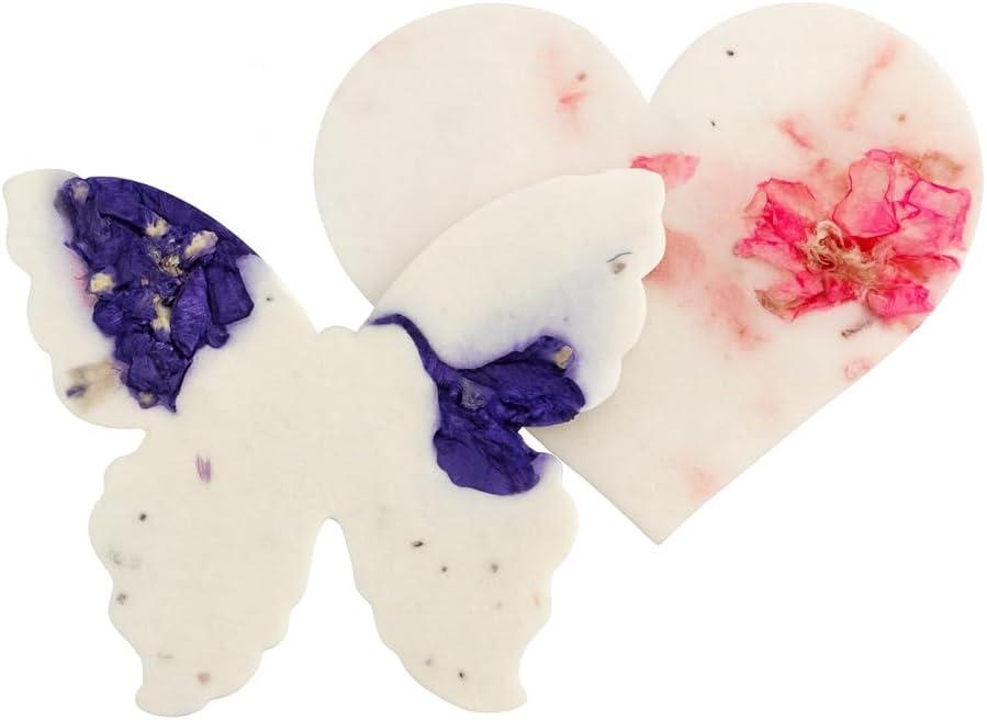 48pcs Plantable Seed Paper  24 Heart & 24 Butterfly Embedded with Wildflower Seeds, Unique Gift for Mothers, Garden Lovers, Bridal Shower, Wedding, Birthday, & other Milestone Celebrations