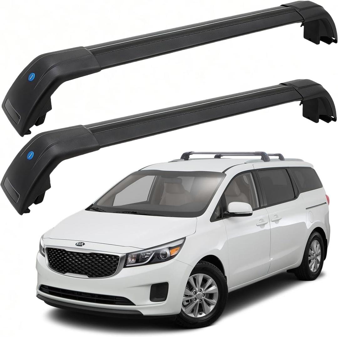 SYDSZ Cross Bar Roof Rack Fit for Kia Sedona YP 2015 2016 2017 2018 2019 2020 2021, Flush Side Rails, Heavy Duty Aluminum Roof Cross Bars Rooftop Luggage Rack, Ski Rack for Car Roof